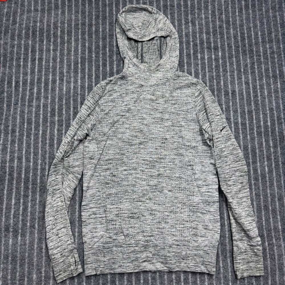 Nike Pro Mens Hoodie Large Grey Space Dye Pullover Training Top 622275-063
